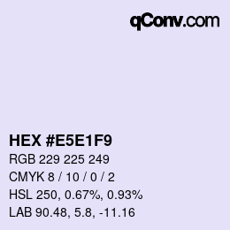 Color code: HEX #E5E1F9 | qconv.com