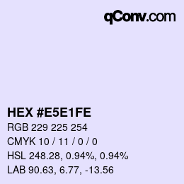 Code couleur: HEX #E5E1FE | qconv.com