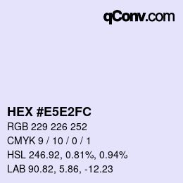 Color code: HEX #E5E2FC | qconv.com