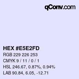 Color code: HEX #E5E2FD | qconv.com