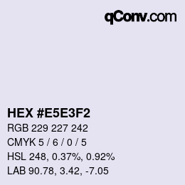 Color code: HEX #E5E3F2 | qconv.com