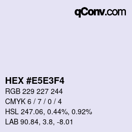 Color code: HEX #E5E3F4 | qconv.com