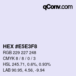 Farbcode: HEX #E5E3F8 | qconv.com