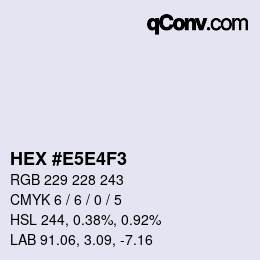 Color code: HEX #E5E4F3 | qconv.com