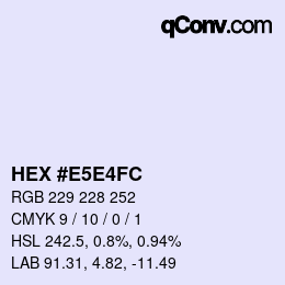 カラーコード: HEX #E5E4FC | qconv.com