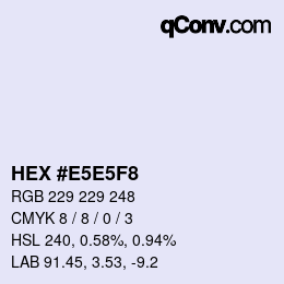 Color code: HEX #E5E5F8 | qconv.com