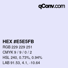 Color code: HEX #E5E5FB | qconv.com