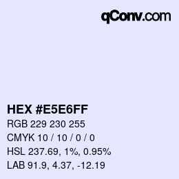 Código de color: HEX #E5E6FF | qconv.com