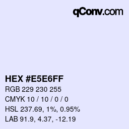 カラーコード: HEX #E5E6FF | qconv.com