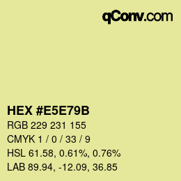 Farbcode: HEX #E5E79B | qconv.com