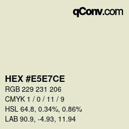 カラーコード: HEX #E5E7CE | qconv.com