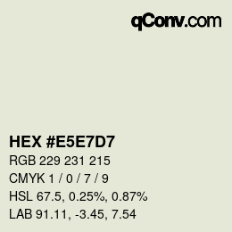 Color code: HEX #E5E7D7 | qconv.com