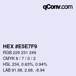 Color code: HEX #E5E7F9 | qconv.com