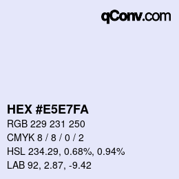 カラーコード: HEX #E5E7FA | qconv.com