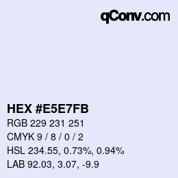 Farbcode: HEX #E5E7FB | qconv.com