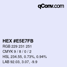 Color code: HEX #E5E7FB | qconv.com