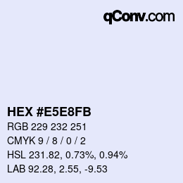 Color code: HEX #E5E8FB | qconv.com