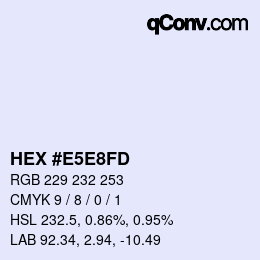 Color code: HEX #E5E8FD | qconv.com