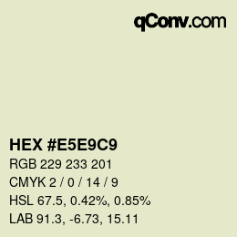 Code couleur: HEX #E5E9C9 | qconv.com