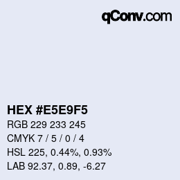 Farbcode: HEX #E5E9F5 | qconv.com