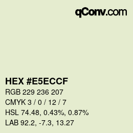 Color code: HEX #E5ECCF | qconv.com