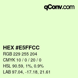 Código de color: HEX #E5FFCC | qconv.com