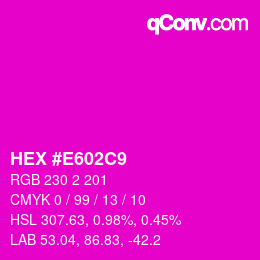 カラーコード: HEX #E602C9 | qconv.com