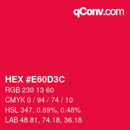 Color code: HEX #E60D3C | qconv.com