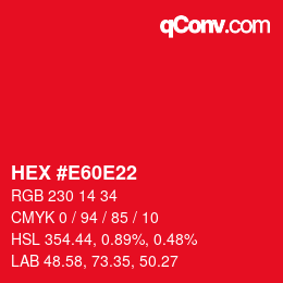カラーコード: HEX #E60E22 | qconv.com