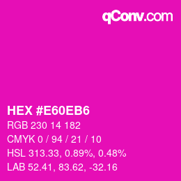 カラーコード: HEX #E60EB6 | qconv.com