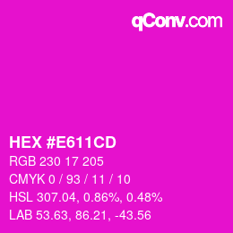 Farbcode: HEX #E611CD | qconv.com