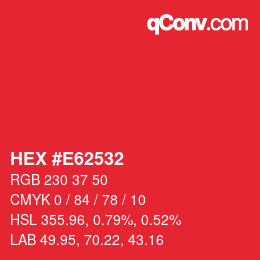 Color code: HEX #E62532 | qconv.com