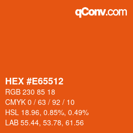 カラーコード: HEX #E65512 | qconv.com