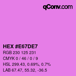 カラーコード: HEX #E67DE7 | qconv.com