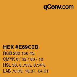 Color code: HEX #E69C2D | qconv.com