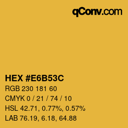 Color code: HEX #E6B53C | qconv.com