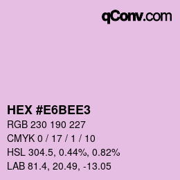 颜色代码: HEX #E6BEE3 | qconv.com