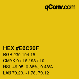 Farbcode: HEX #E6C20F | qconv.com