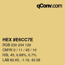 Color code: HEX #E6CC7E | qconv.com