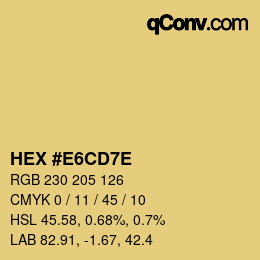 Color code: HEX #E6CD7E | qconv.com