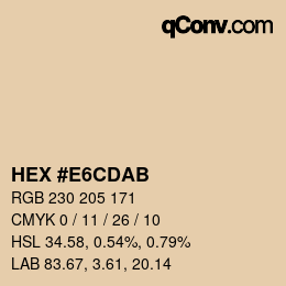 Color code: HEX #E6CDAB | qconv.com