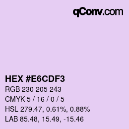 カラーコード: HEX #E6CDF3 | qconv.com