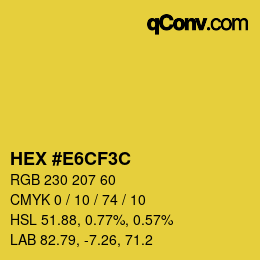 Color code: HEX #E6CF3C | qconv.com