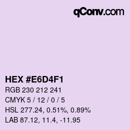 Color code: HEX #E6D4F1 | qconv.com