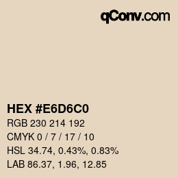 Color code: HEX #E6D6C0 | qconv.com