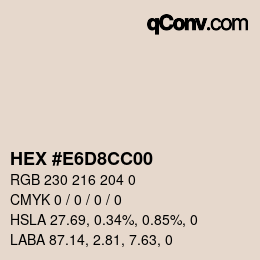 Color code: HEX #E6D8CC00 | qconv.com