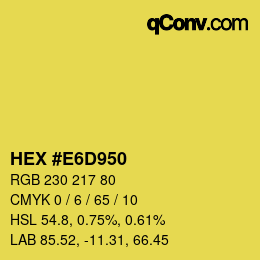 Farbcode: HEX #E6D950 | qconv.com