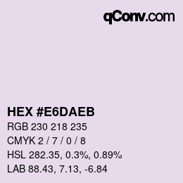 Color code: HEX #E6DAEB | qconv.com