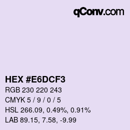 カラーコード: HEX #E6DCF3 | qconv.com