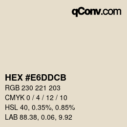 Color code: HEX #E6DDCB | qconv.com